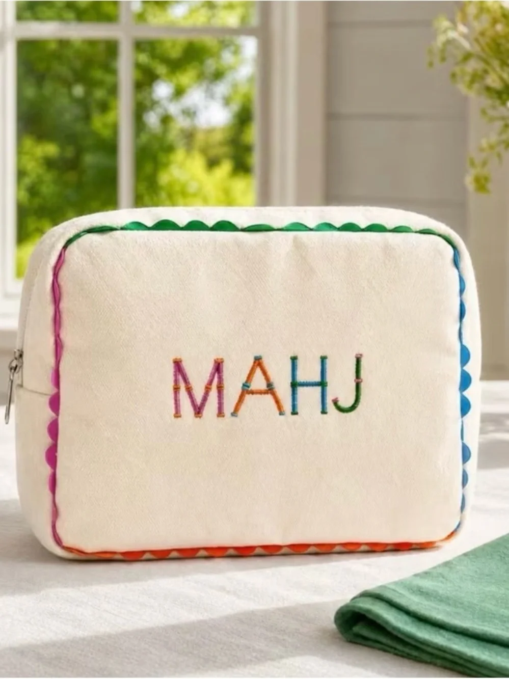 Embroidered Mahjong tile bag